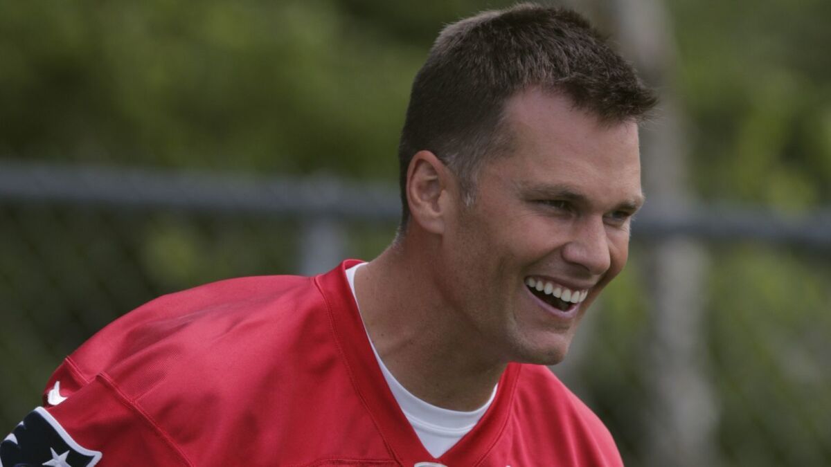 New England quarterback Tom Brady practices with the Patriots on June 5 in Foxborough, Mass.