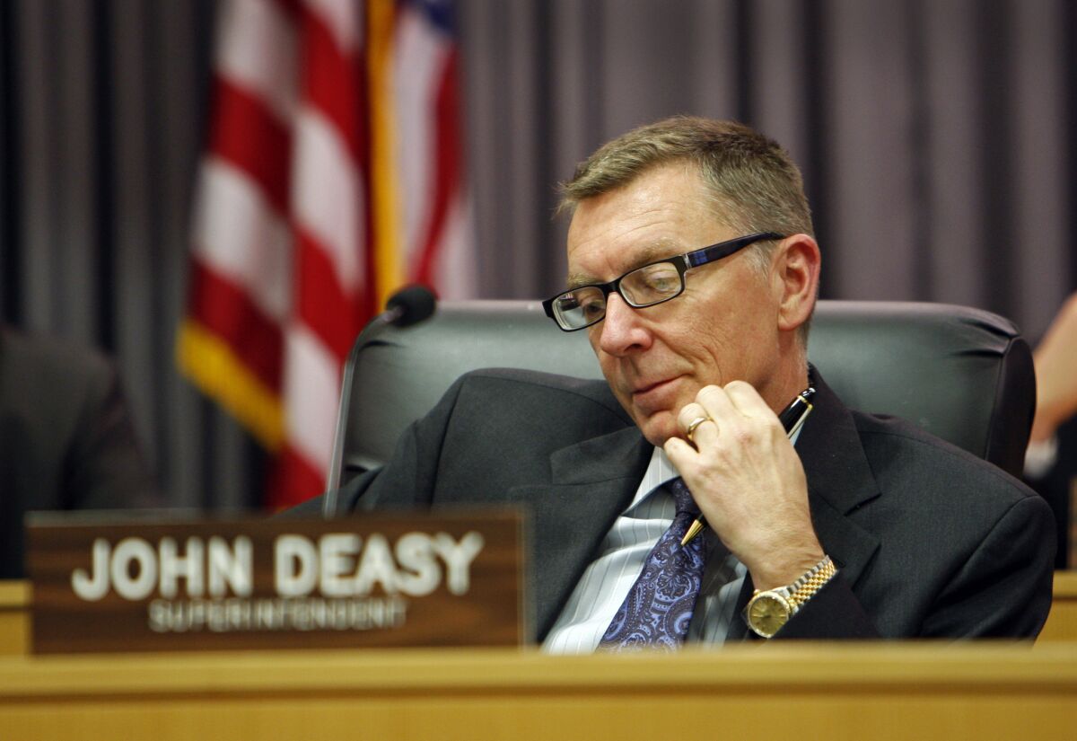 LAUSD Superintendent John Deasy during a regular meeting of the Los Angeles School Board at LAUSD headquarters.
