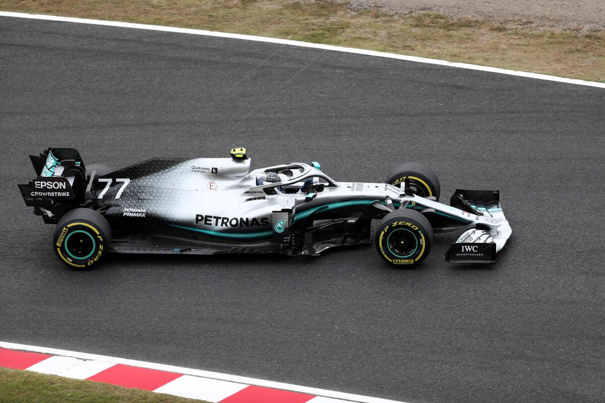 Mercedes' Finnish driver Valtteri Bottas competes in the second practice session for the Formula One Japanese Grand Prix at Suzuka on October 11, 2019. (Photo by Behrouz MEHRI / AFP) (Photo by BEHROUZ MEHRI/AFP via Getty Images) ** OUTS - ELSENT, FPG, CM - OUTS * NM, PH, VA if sourced by CT, LA or MoD **