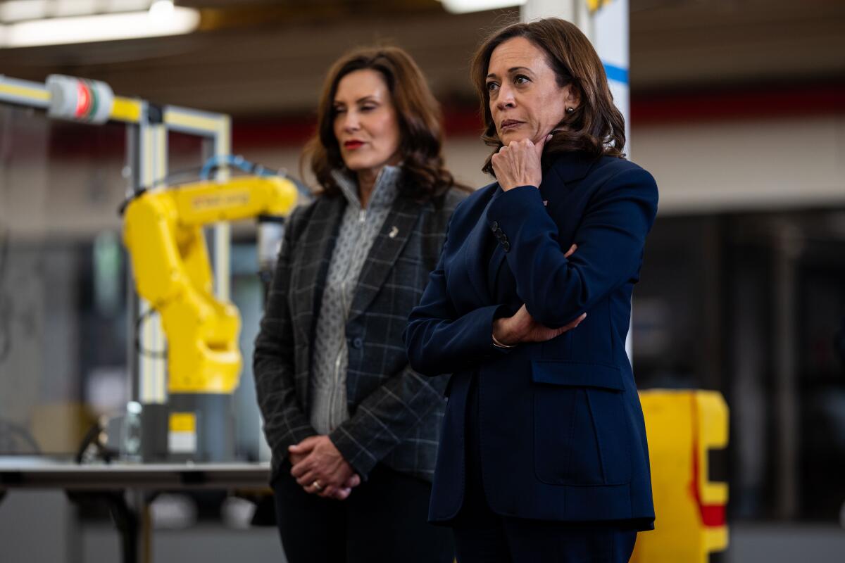 Vice President Kamala Harris with Michigan Gov. Gretchen Whitmer.