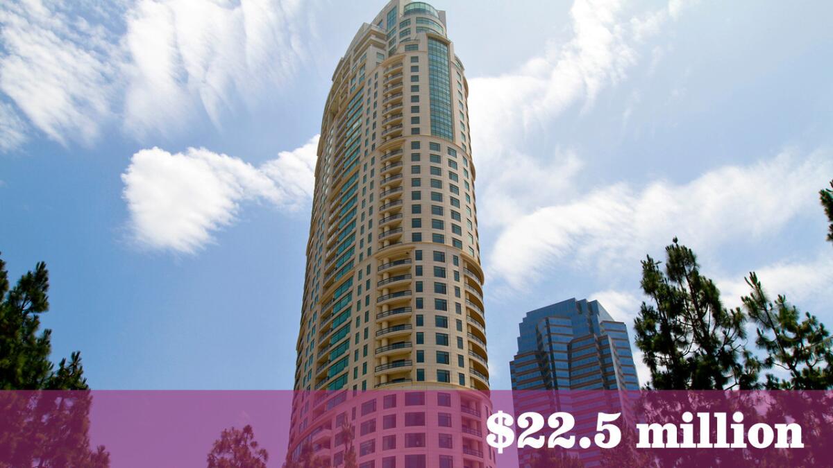 A Century City condominium that sold last week for $22.5 million was among the priciest residential real estate sales in the greater Los Angeles area last week.