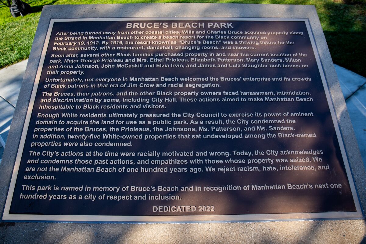 The new monument at Bruce's Beach