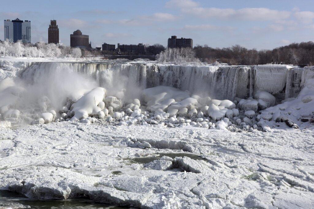 The cascade at Niagara Falls was a scene of steam, snow and ice amid the polar vortex.
