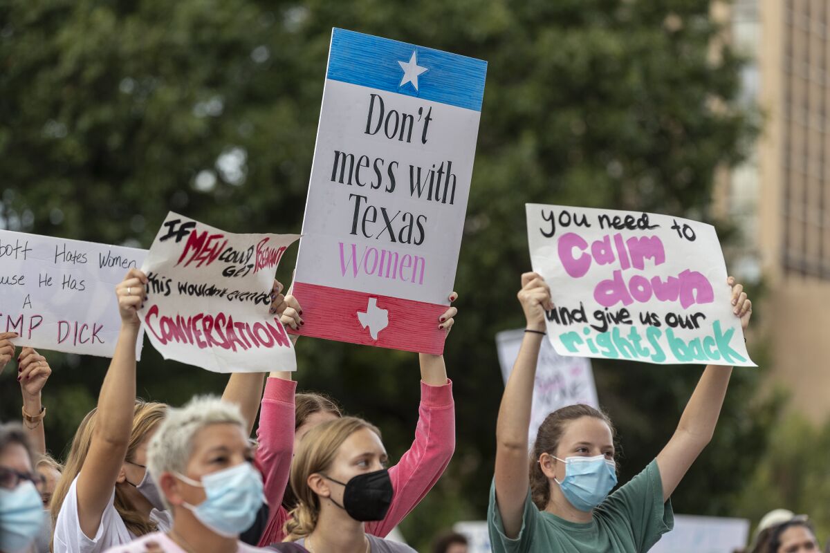 People attend the Women's March ATX rally, at the Texas State Capitol in Austin, Texas. 