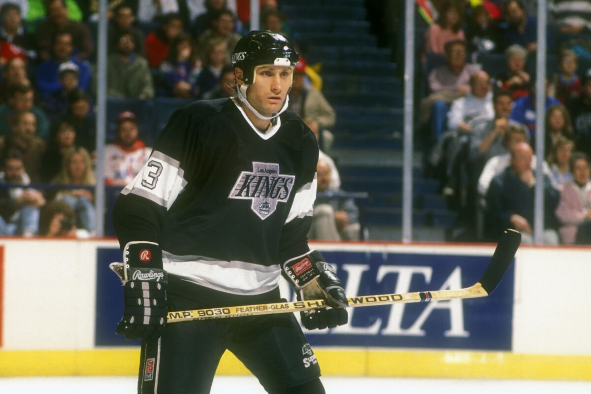 Kings defenseman Tom Laidlaw during a game against the Washington Capitals in 1990.