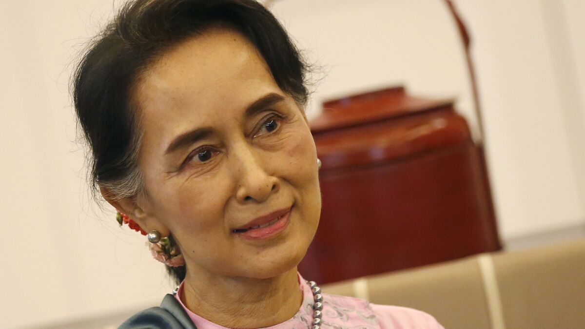 Aung San Suu Kyi, Myanmar's de facto leader.