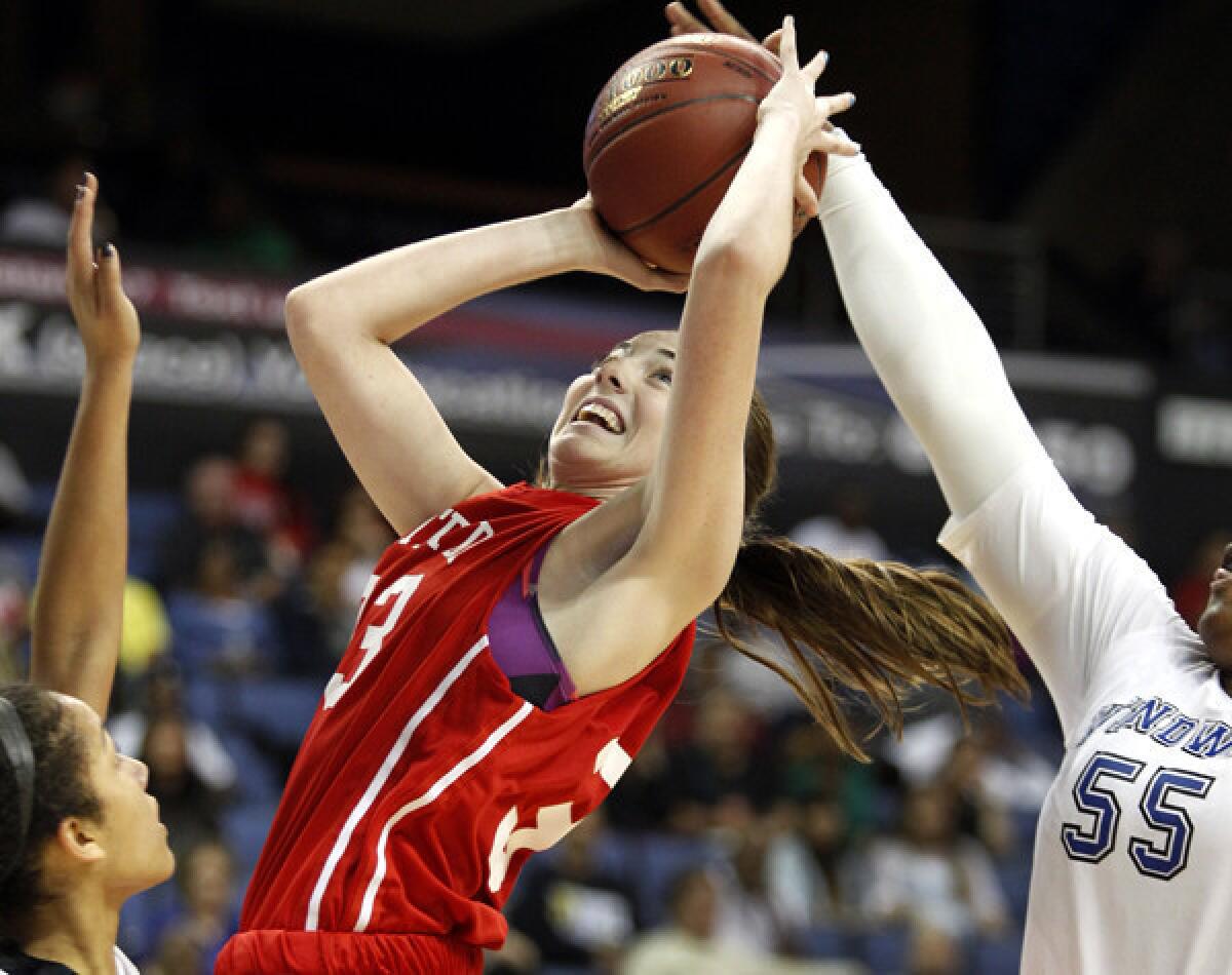 Mater Dei's Katie Lou Samuelson looks to score against Windward in the CIF Southern California Open Division final.