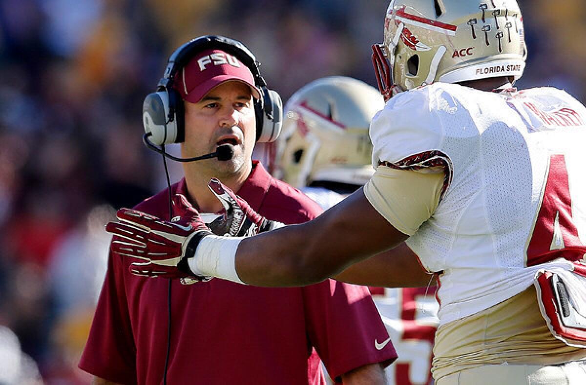Coach Jimbo Fisher and Florida State climbed two spots to No. 6 in The Times' college football rankings with a 63-0 win over Maryland on Saturday.