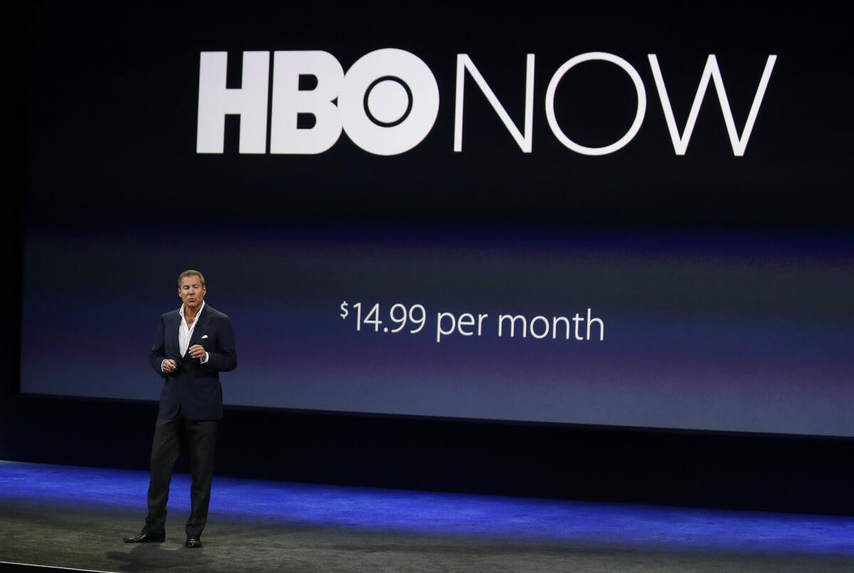 Richard Plepler, CEO of HBO, talks about HBO Now for Apple TV during an Apple event in San Francisco earlier this month. For the first time, Americans will be able to subscribe to HBO without a cable or satellite TV subscription.