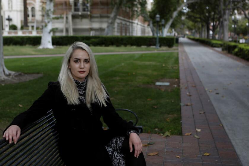 LOS ANGELES, CA MAY 20, 2018: Portrait of Viva Symanski, 30, on USC campus in Los Angeles, CA May 20, 2018. Viva states she was a victim of a victim of Dr. George Tyndall. (Francine Orr/ Los Angeles Times)