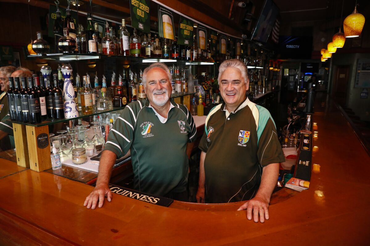 Mick Ward and Tommy Quinn inside their Normal Heights bar, the Ould Sod.