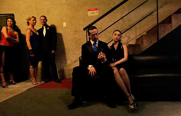 Couples wait backstage to compete at the Tango Dance World Championship in Buenos Aires.