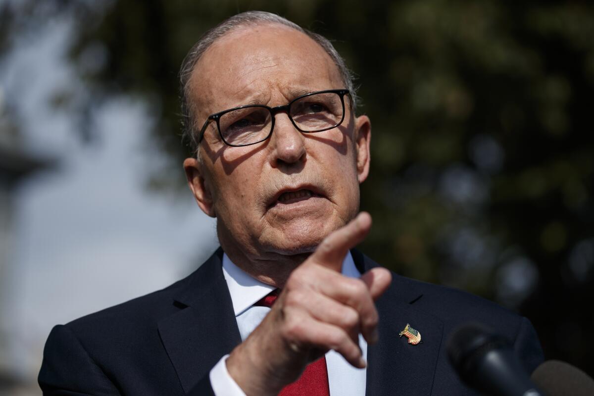 White House economic advisor Larry Kudlow, shown Oct. 7, confirmed Thursday that U.S.-China trade negotiations have advanced.