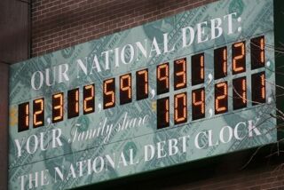 The National Debt Clock in New York City in 2010.