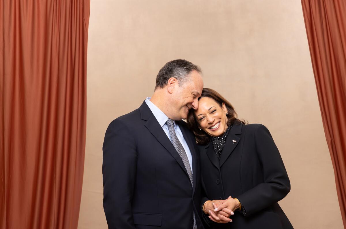 Vice President Kamala Harris, right, and Second Gentleman Douglas Emhoff are photographed in Los Angeles