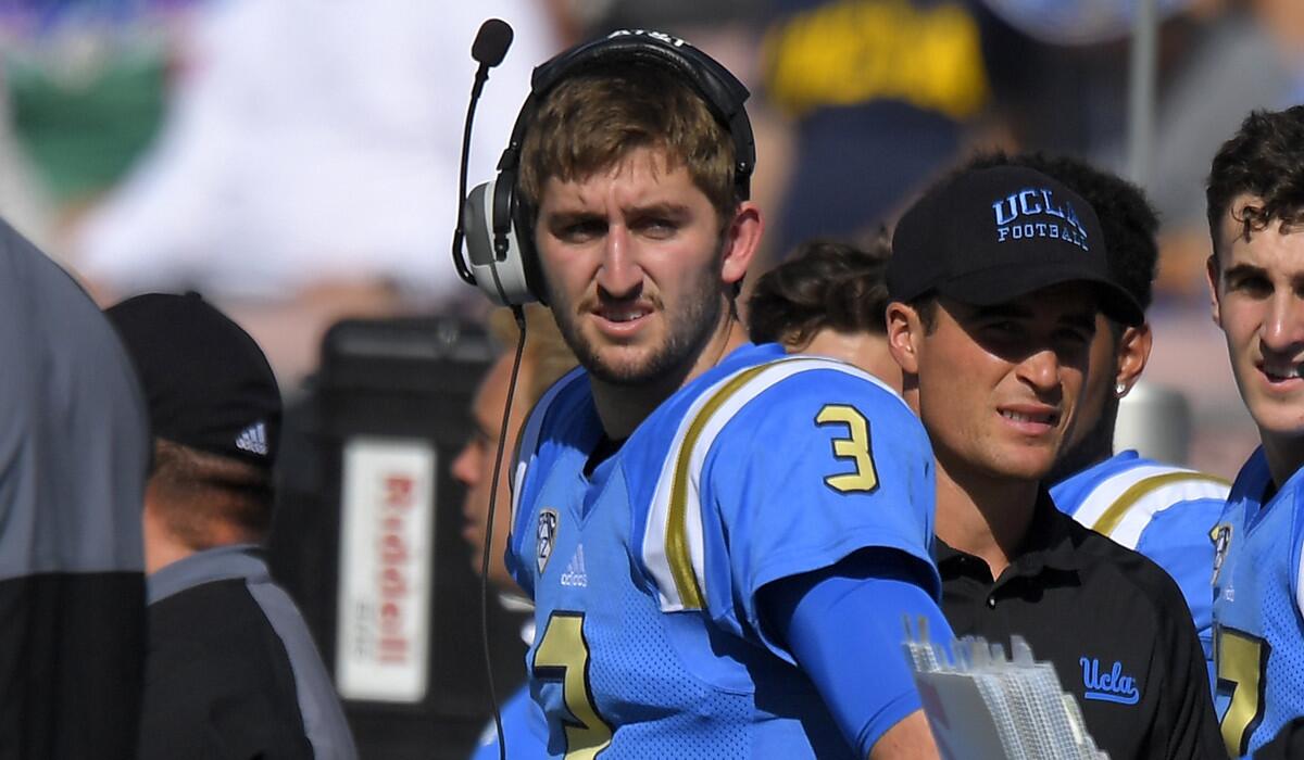 UCLA starting quarterback Josh Rosen is sidelined because of a nerve problem in his right shoulder.