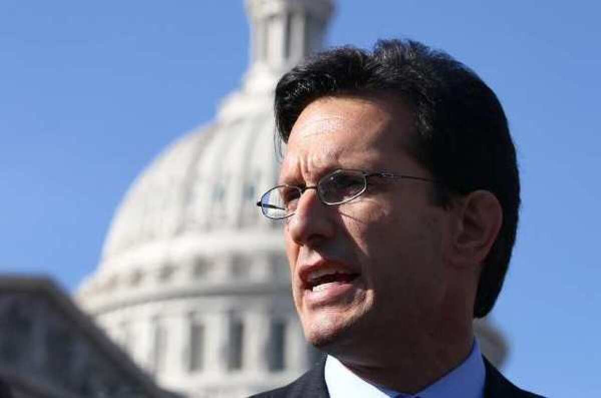 House Majority Leader Eric Cantor (R-VA) speaks about the Jobs act during a news conference at the U.S. Capitol.