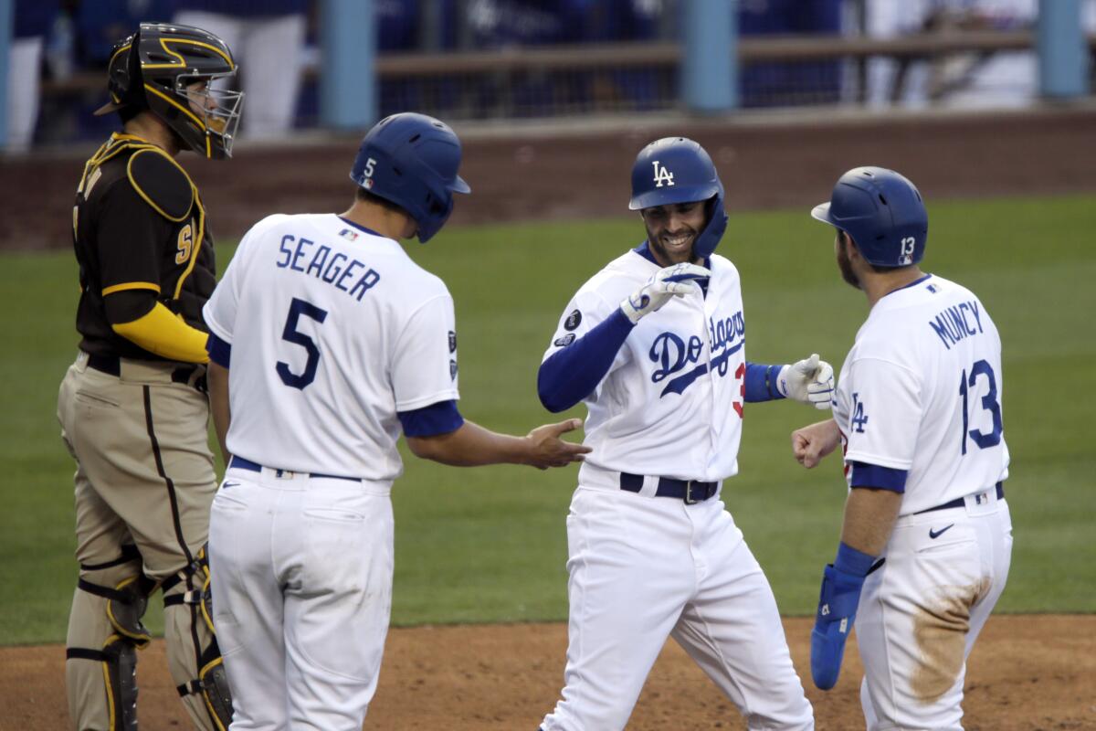 Dodgers' Corey Seager, Chris Taylor and Max Muncy