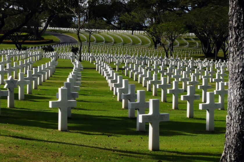 The Manila American Cemetery has more than 17,000 marble headstones for Americans killed in the Pacific war, and more than 36,000 names on stone tablets for those missing in action, or lost or buried at sea. It is the largest U.S. military cemetery overseas.