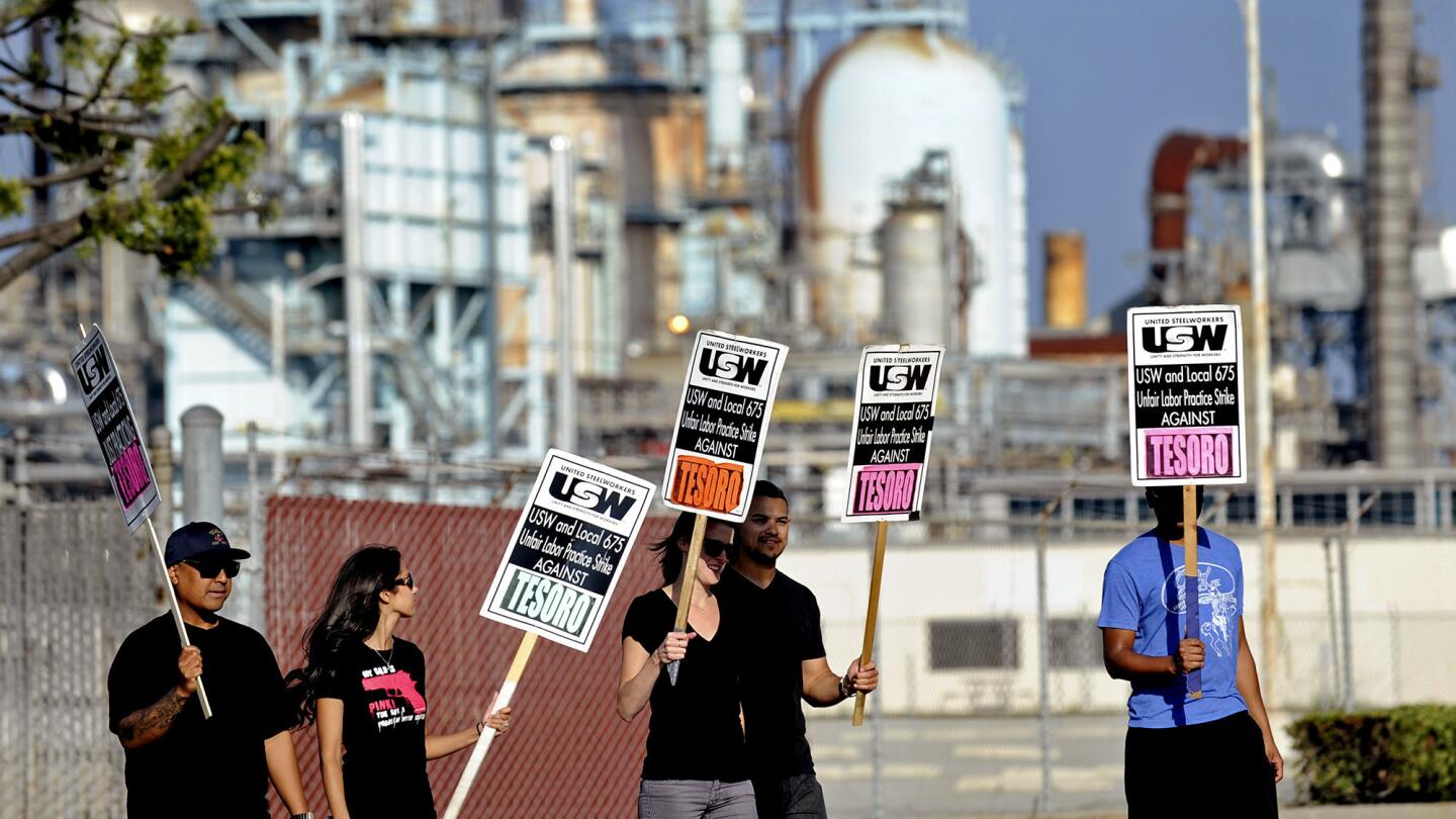 Strike at Tesoro oil refinery in Carson, Calif.