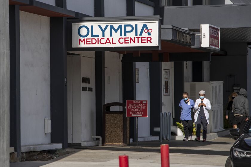 LOS ANGELES, CA - JANUARY 06: Exterior photographs of Olympia Medical Center on Wednesday, Jan. 6, 2021 in Los Angeles, CA. (Brian van der Brug / Los Angeles Times)