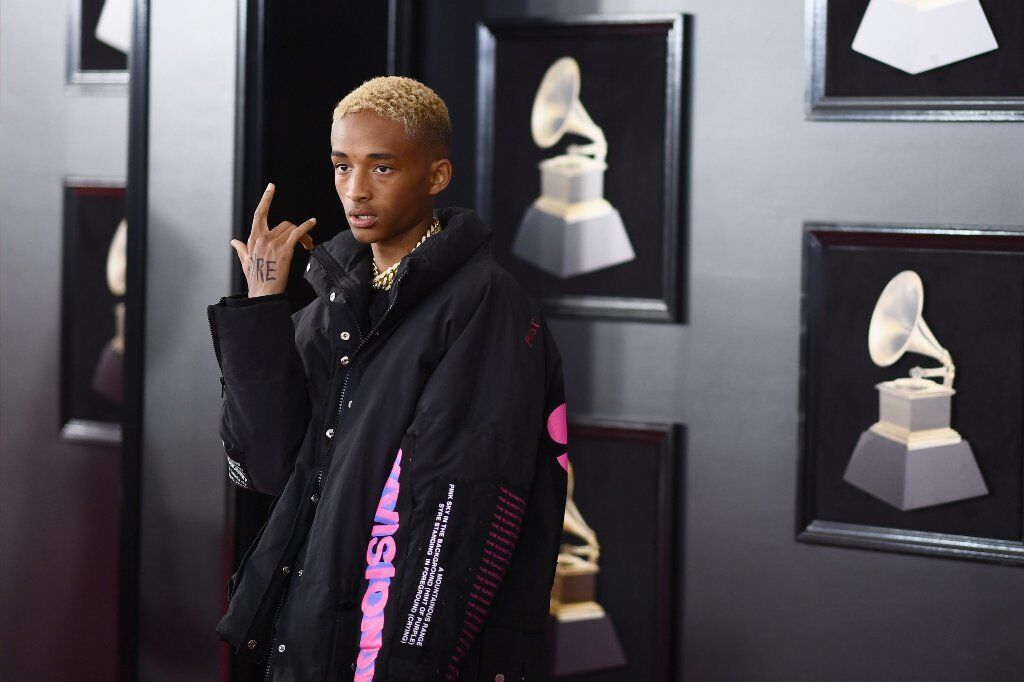 Jaden Smith arrives for the 60th Grammy Awards in New York