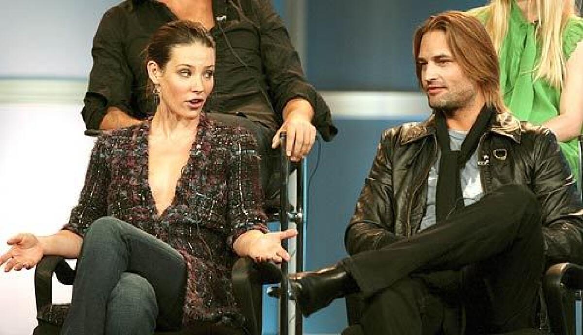 "Lost" stars Evangeline Lilly and Josh Holloway joined other cast members and series creator Damon Lindelof on Sunday, January 14.