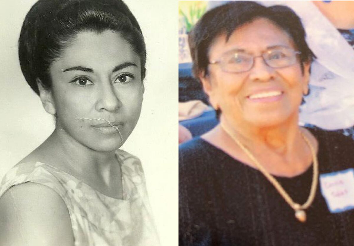 Undated photographs of Connie Puente Miller in her younger and older years.