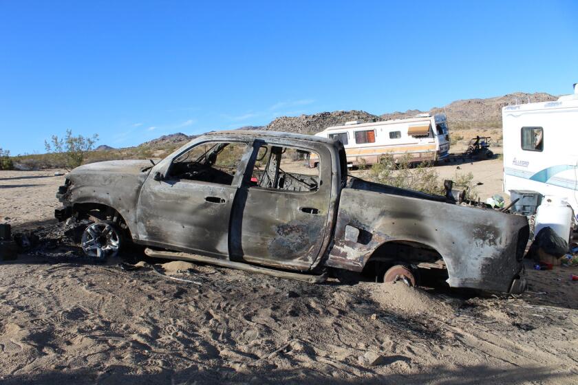 Joshua Kaiser received a life sentence for setting two people on fire inside this pickup truck in Johnson Valley.