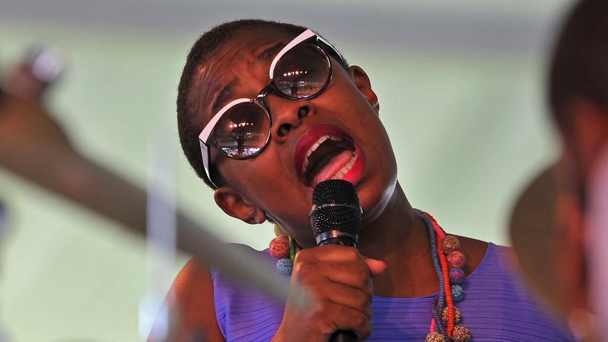 Cécile McLorin Salvant, shown here on stage in 2015, performs Saturday at the Playboy Jazz Festival.