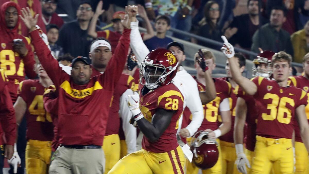 USC running back Aca'Cedric Ware takes the ball down to the California six-yard line last weekend in the Trojans' loss to California.