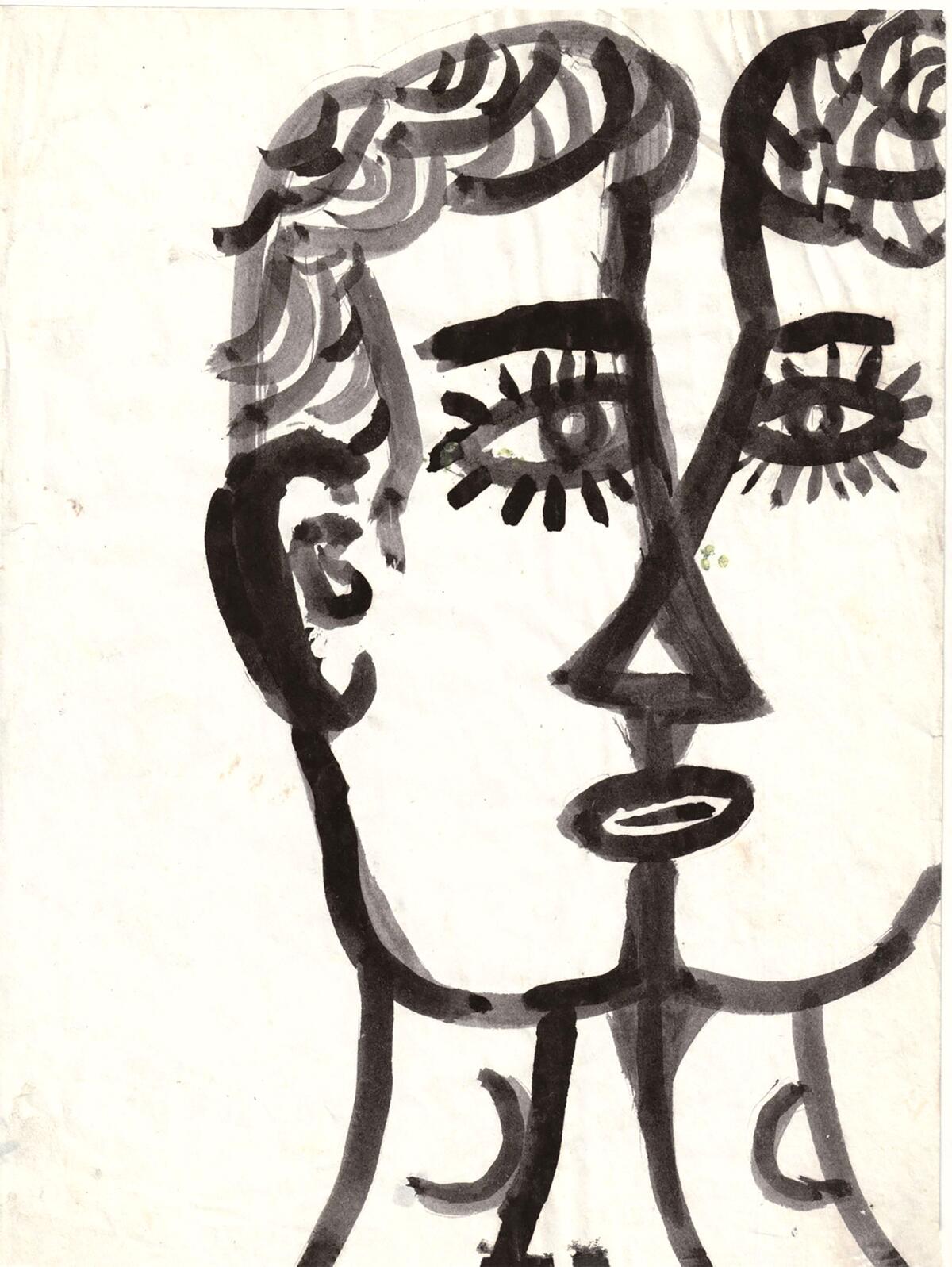 David Medalla, Untitled, ca. 1957 Graphite and China ink on paper. 11 × 8 7/16 in. (28 × 21.5 cm). 