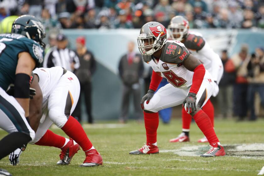 Tampa Bay Buccaneers linebacker Kwon Alexander in action during the first half of a game against the Philadelphia Eagles on Nov. 22.