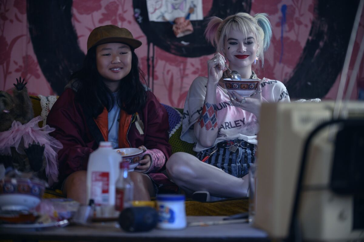 Ella Jay Basco, left, makes her film debut in "Birds of Prey" as Cassandra Cain, a 13-year-old pickpocket who finds an unexpected mentor in Harley Quinn.