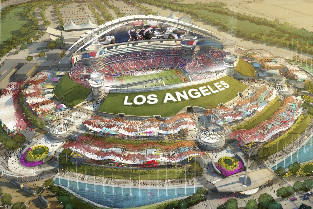 Artist rendering of a propased City of Industry NFL stadium site.