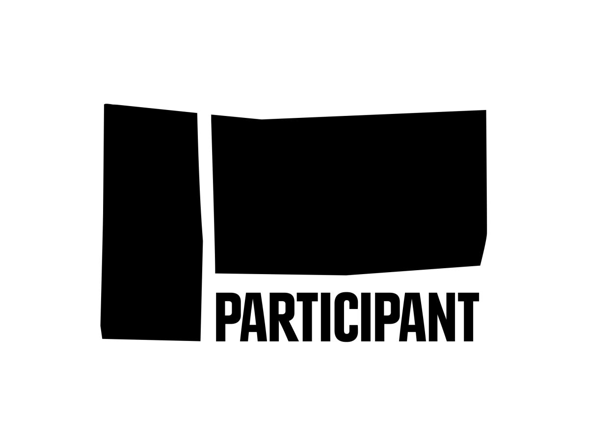 Participant's new logo features its name in all caps, surrounded by black shapes meant to evoke the planting of a flag and cut-up pieces of film.