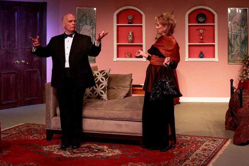 David Dartt and Peggy Lee Daly in PowPAC’s production of “It’s Only a Play.”