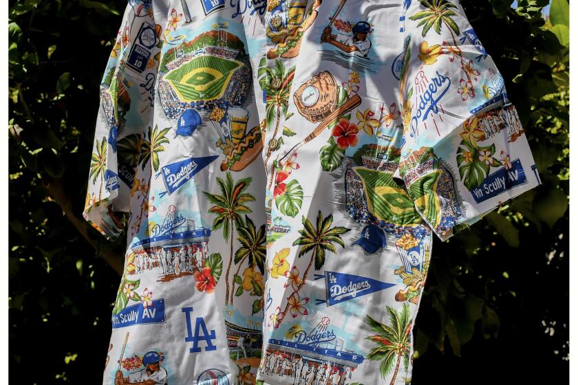 Dodgers Hawaiian-style shirt, designed by Reyn Spooner.