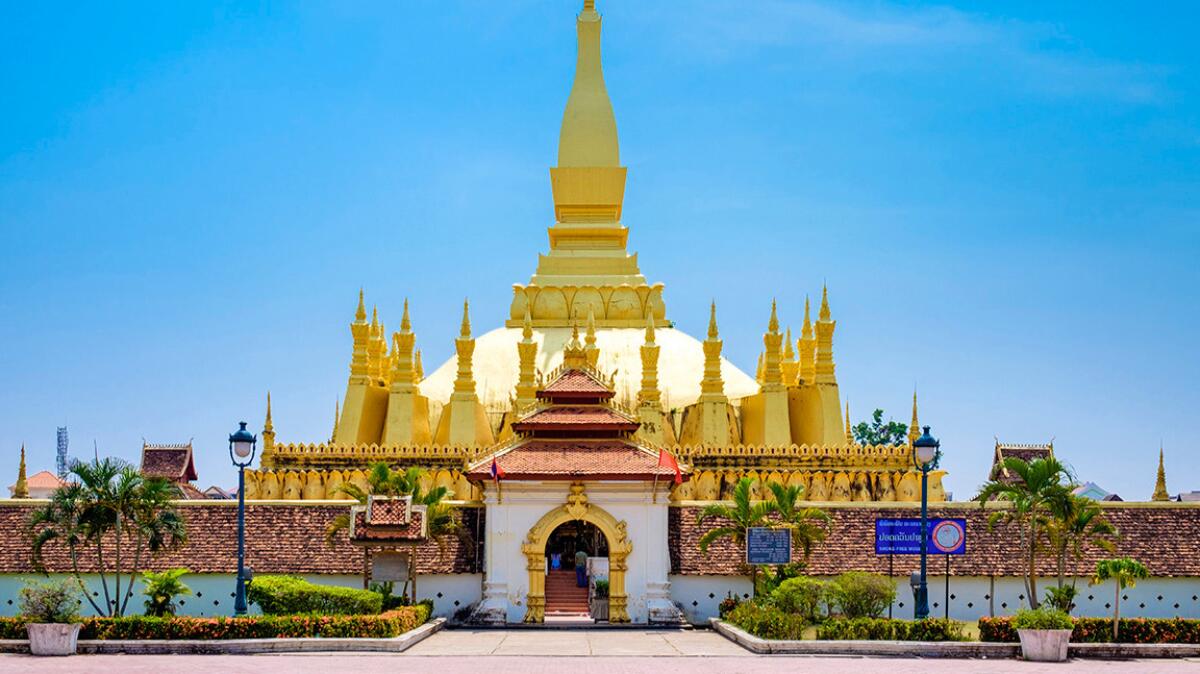 The Pha That Luang golden stupa in Vientiane, the capital of Laos. Singapore has a $648 round-trip fare to Vientiane or Luang Prabang.