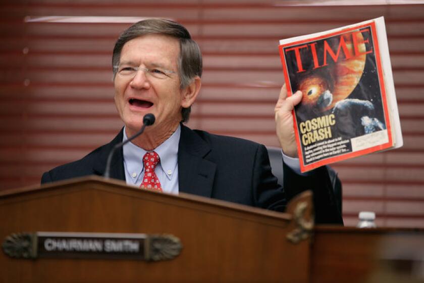 House Science, Space and Technology Committee Chairman Lamar Smith (R-Texas) during a hearing on Capitol Hill. His draft bill on National Science Foundation funding was made public by Science magazine.