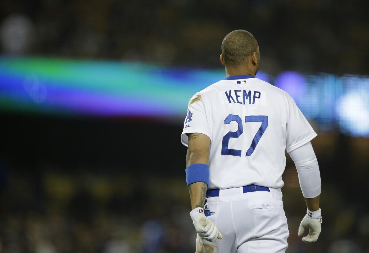 Matt Kemp got the start in left field Wednesday in place of the injured Carl Crawford but went 0 for 4 at the plate with two strike outs.