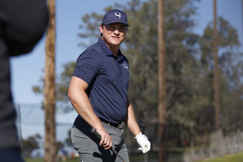 San Diego, CA - January 22: USD's Harrison Kingsley qualified for the Farmers Insurance Open at Torrey Pines, shown here on the range on Tuesday, January 24, 2023. (K.C. Alfred / The San Diego Union-Tribune)