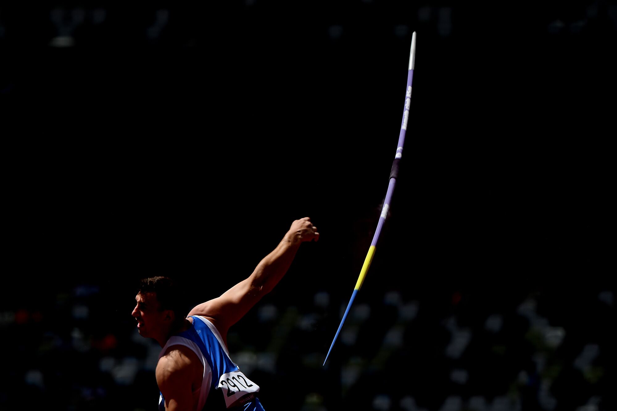 Moldova's Anddrian Mardare makes a throw in the men's javelin throw qualification.