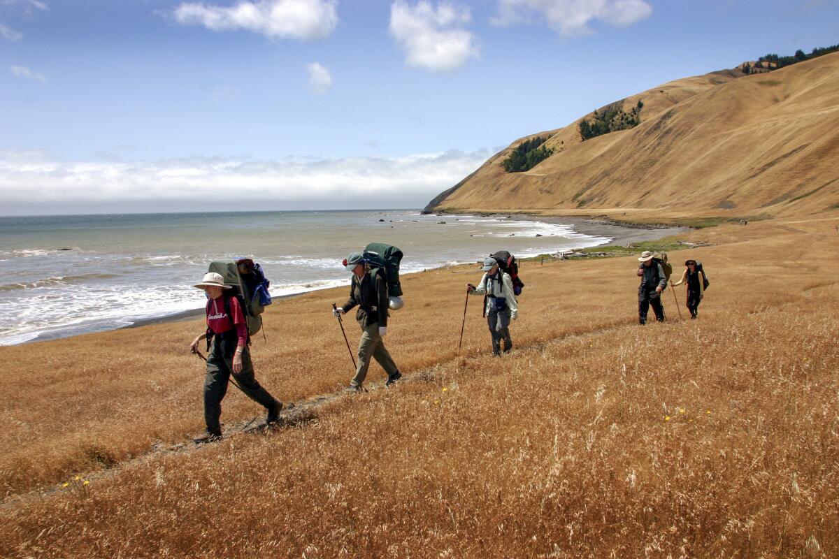 Coastwalk hikers in the King Range National Conservation Area of the Lost Coast in 2003.