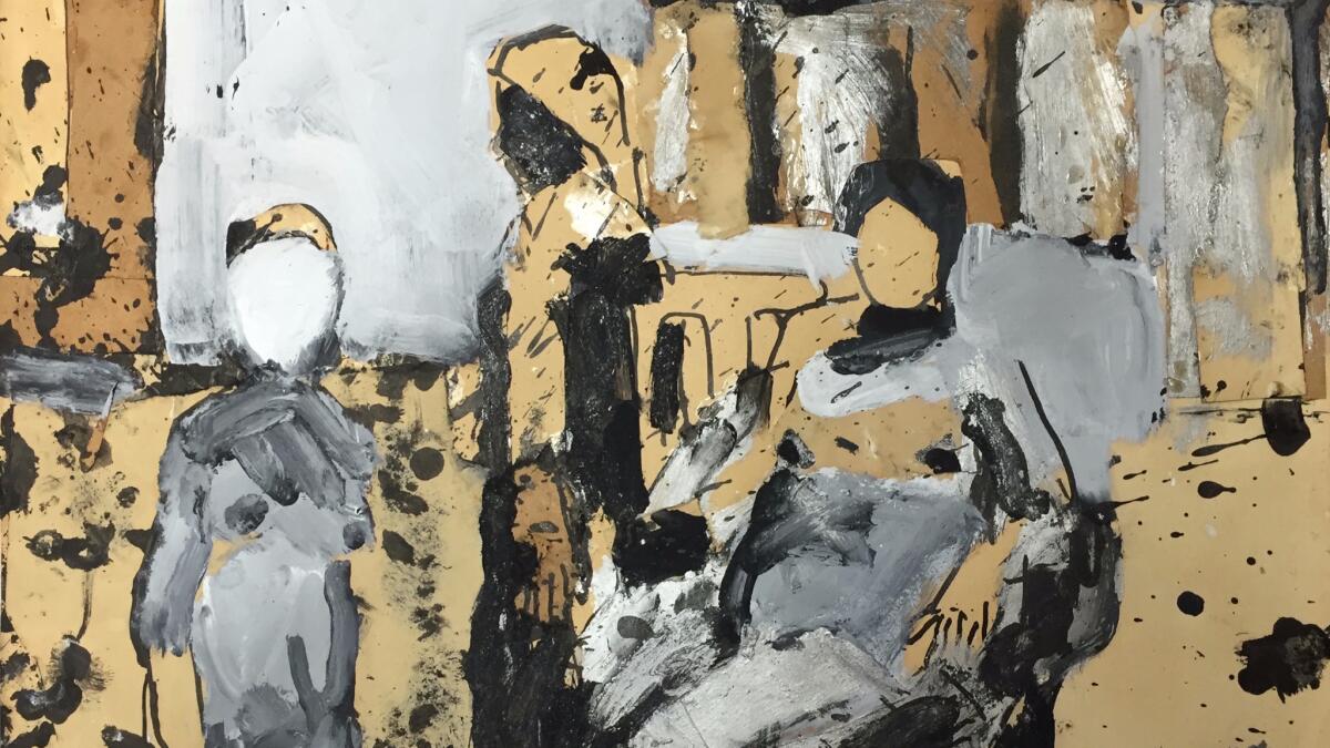 A detail from Joan Brown's "Three Figures," painted c. 1965, part of a group show of Bay Area artists at the Landing. (The Landing, Los Angeles)