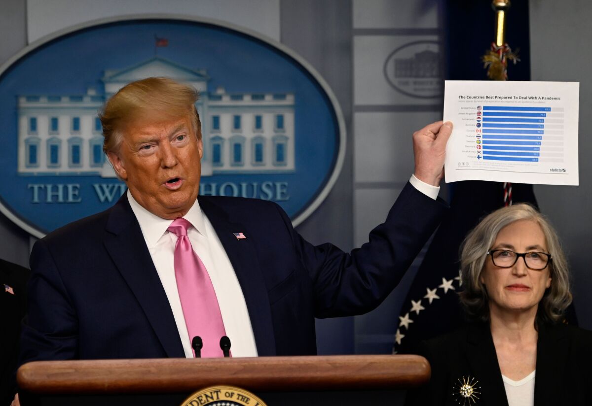 President Trump defended his administration's response to the coronavirus outbreak during a White House news conference Wednesday with members of the Centers for Disease Control and Prevention. 