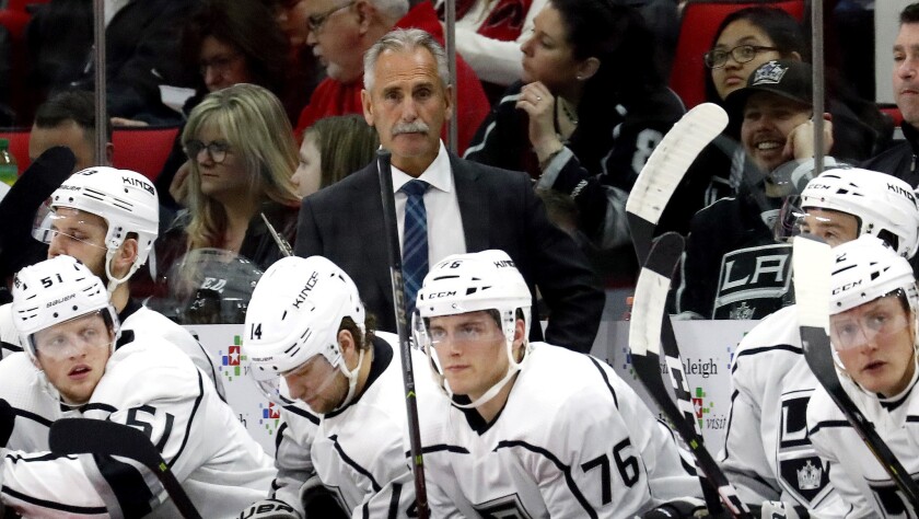Willie Desjardins watches the Kings play the Carolina Hurricanes during a game earlier this season.