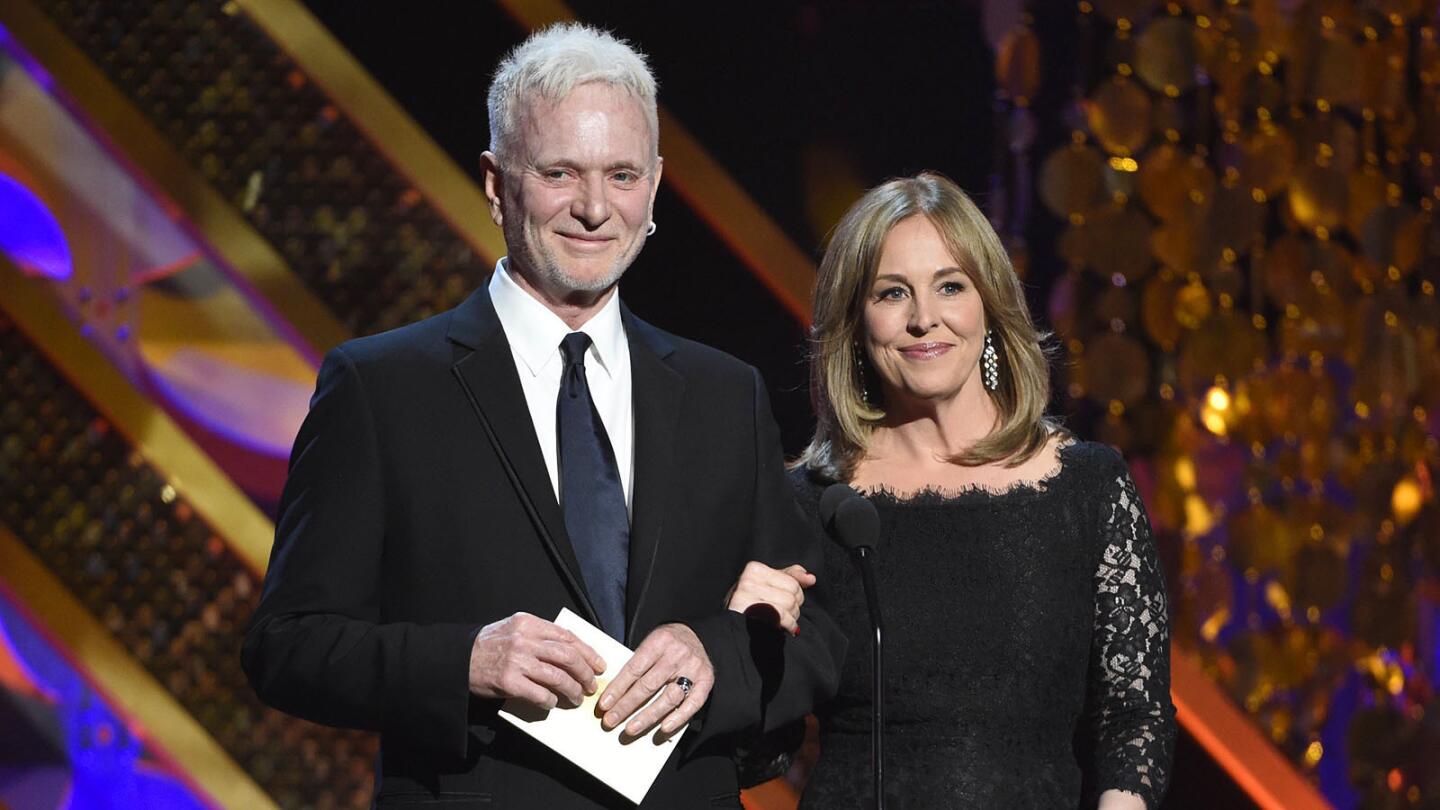 Anthony Geary and Genie Francis present the award for outstanding drama series at the 42nd Daytime Emmy Awards in Burbank on April 26, 2015.