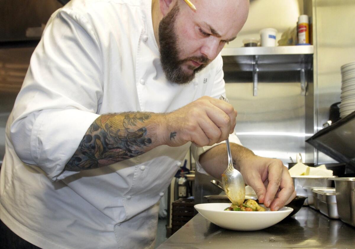 Bucato chef/owner Evan Funke works in the kitchen at Bucato. The restaurant is hosting a drought benefit dinner Wednesday.