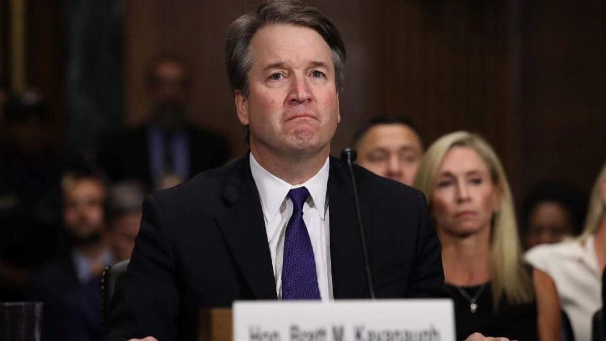 Judge Brett Kavanaugh testifies before the Senate Judiciary Committee on Sept. 27.